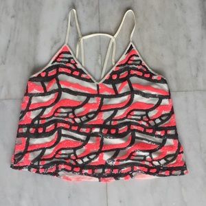 ASTR fun, cute sequined hot pink and black top